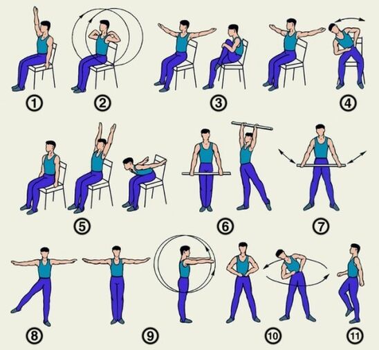 A set of exercises for osteochondrosis